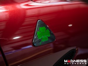  Alfa Romeo Stelvio Quadrifoglio (QV) Fender Badge Cover Set - Carbon Fiber - Green Clover